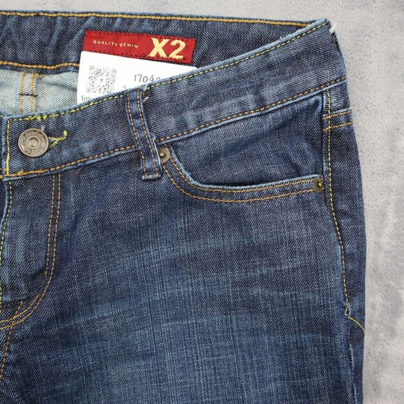 X2 Pants Womens 8L Blue Bootcut Low Rise Button Zip Raw Wash Quality Denim Jeans - Picture 8 of 16